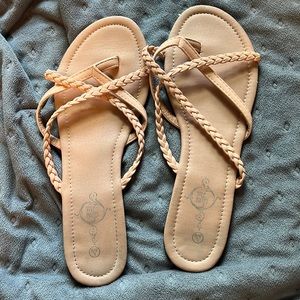 pink braided strapped sandles